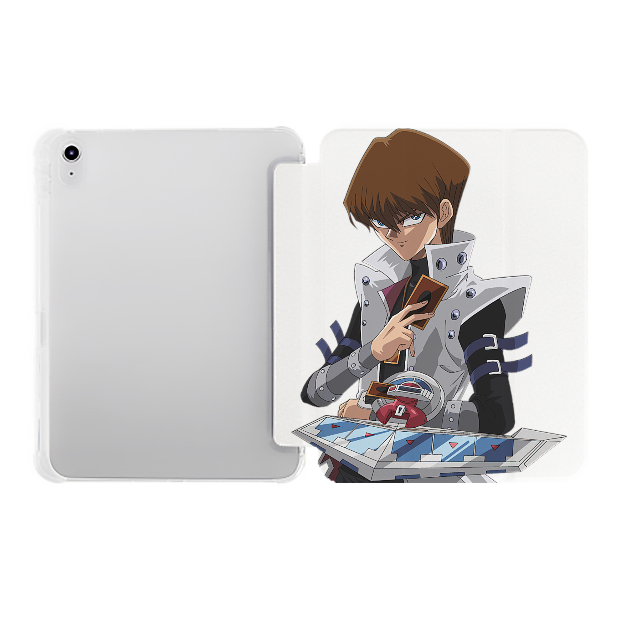 （画像用） 遊☆戯☆王 Yu-Gi-Oh! IPad ケース ペン収納付き 三つ折りスタンド PUレザー×シリコン 対応機種9.5/10.5/10.9インチ